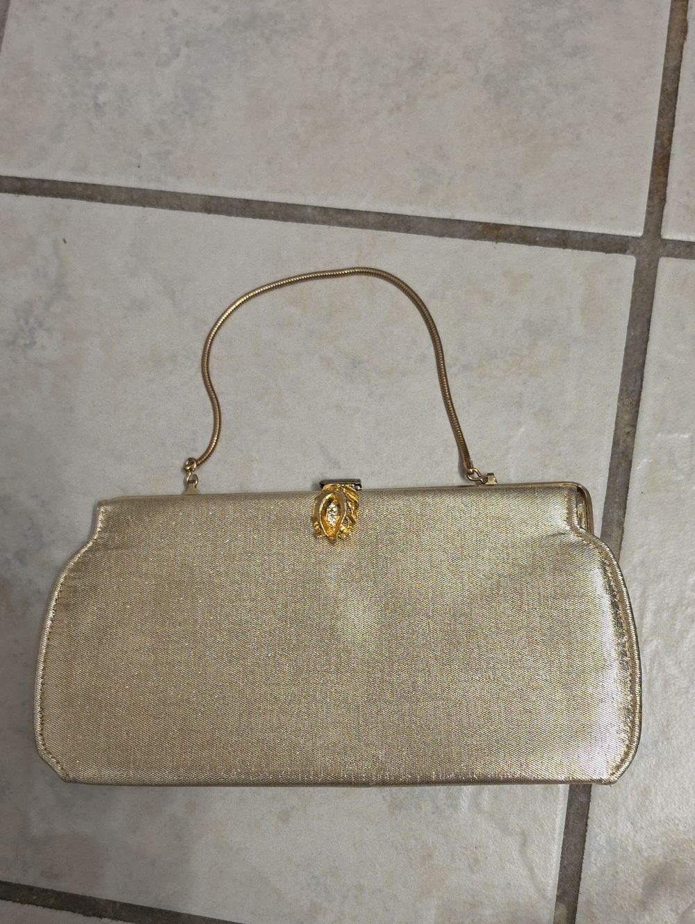 Metallic Gold Evening Clutch with Top Handle